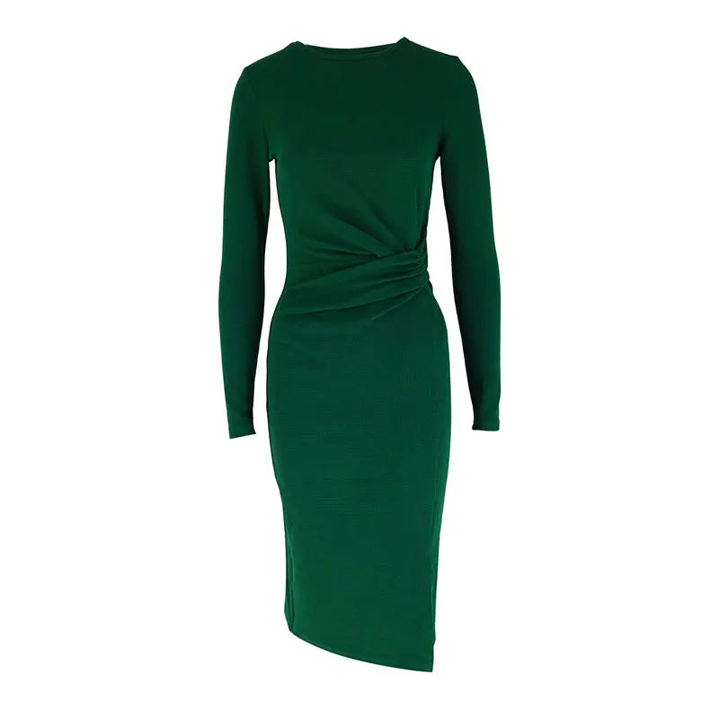 Velisse – Midi-Kleid Elegance in Smaragdgrün mit Schlitz
