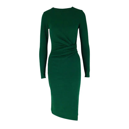 Velisse – Midi-Kleid Elegance in Smaragdgrün mit Schlitz