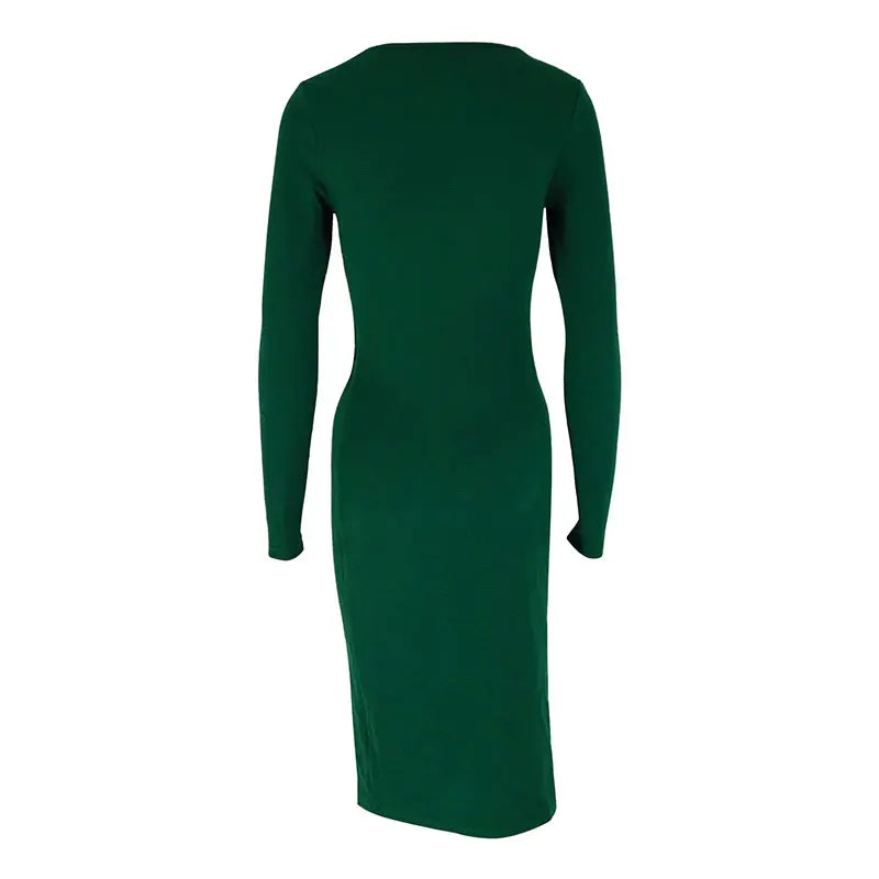 Velisse – Midi-Kleid Elegance in Smaragdgrün mit Schlitz