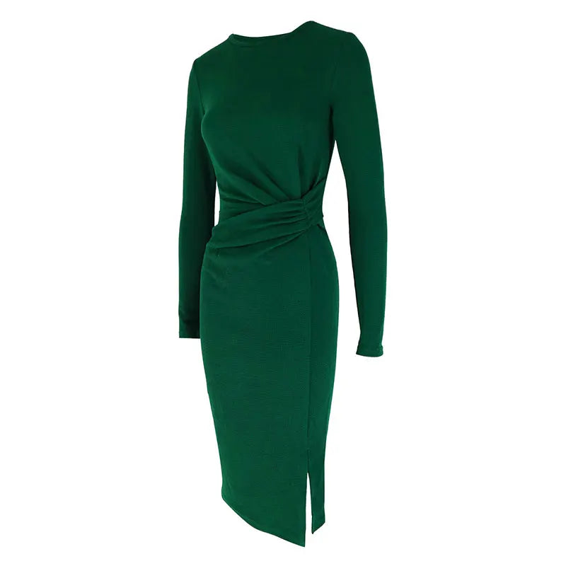 Velisse – Midi-Kleid Elegance in Smaragdgrün mit Schlitz