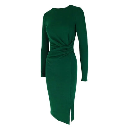 Velisse – Midi-Kleid Elegance in Smaragdgrün mit Schlitz